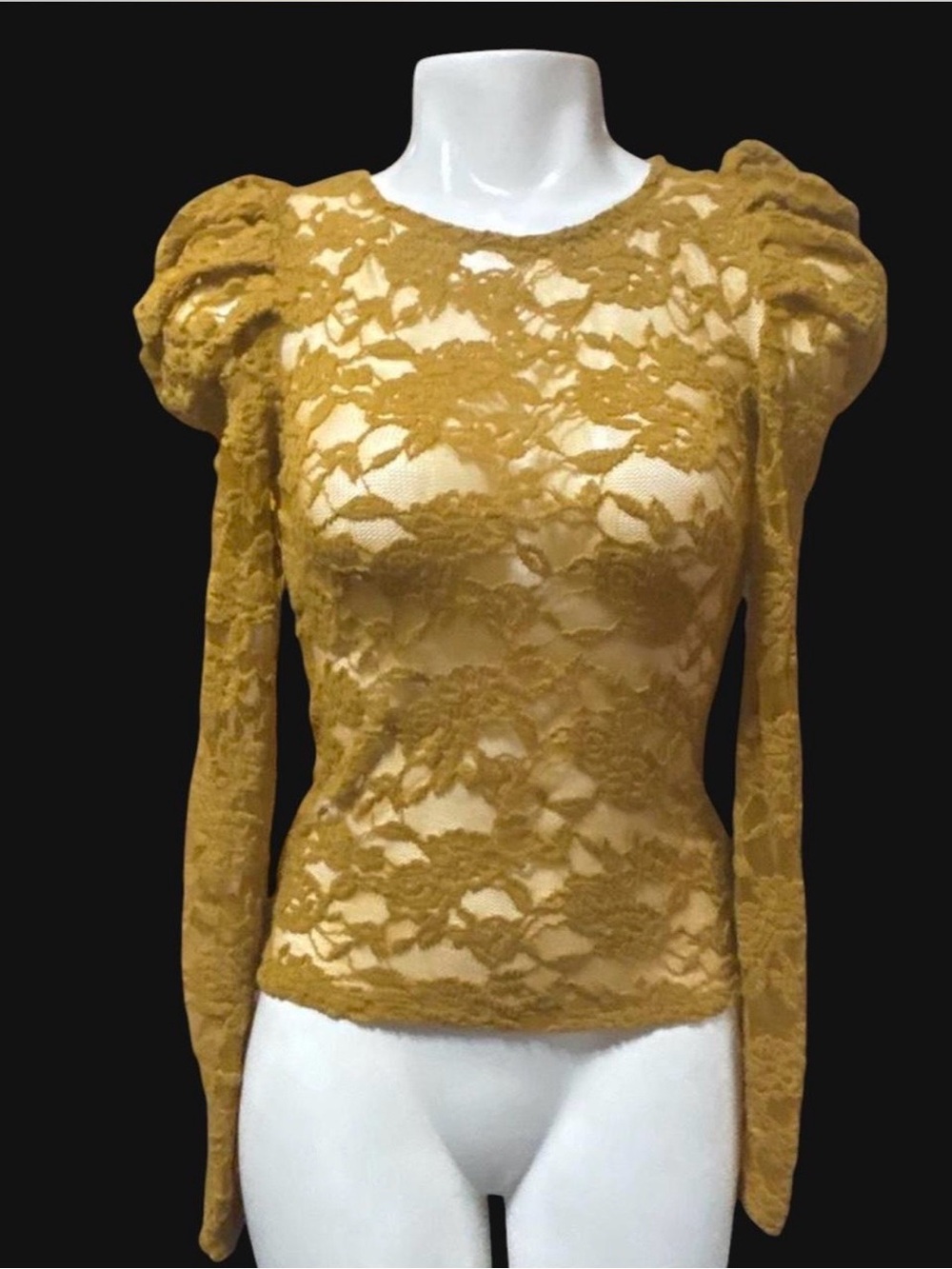 Deadstock Vintage Y2K Ambiance Puff Sleeve Lace Top Cottagecore